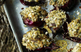 Slow roasted onions with barley and herbs