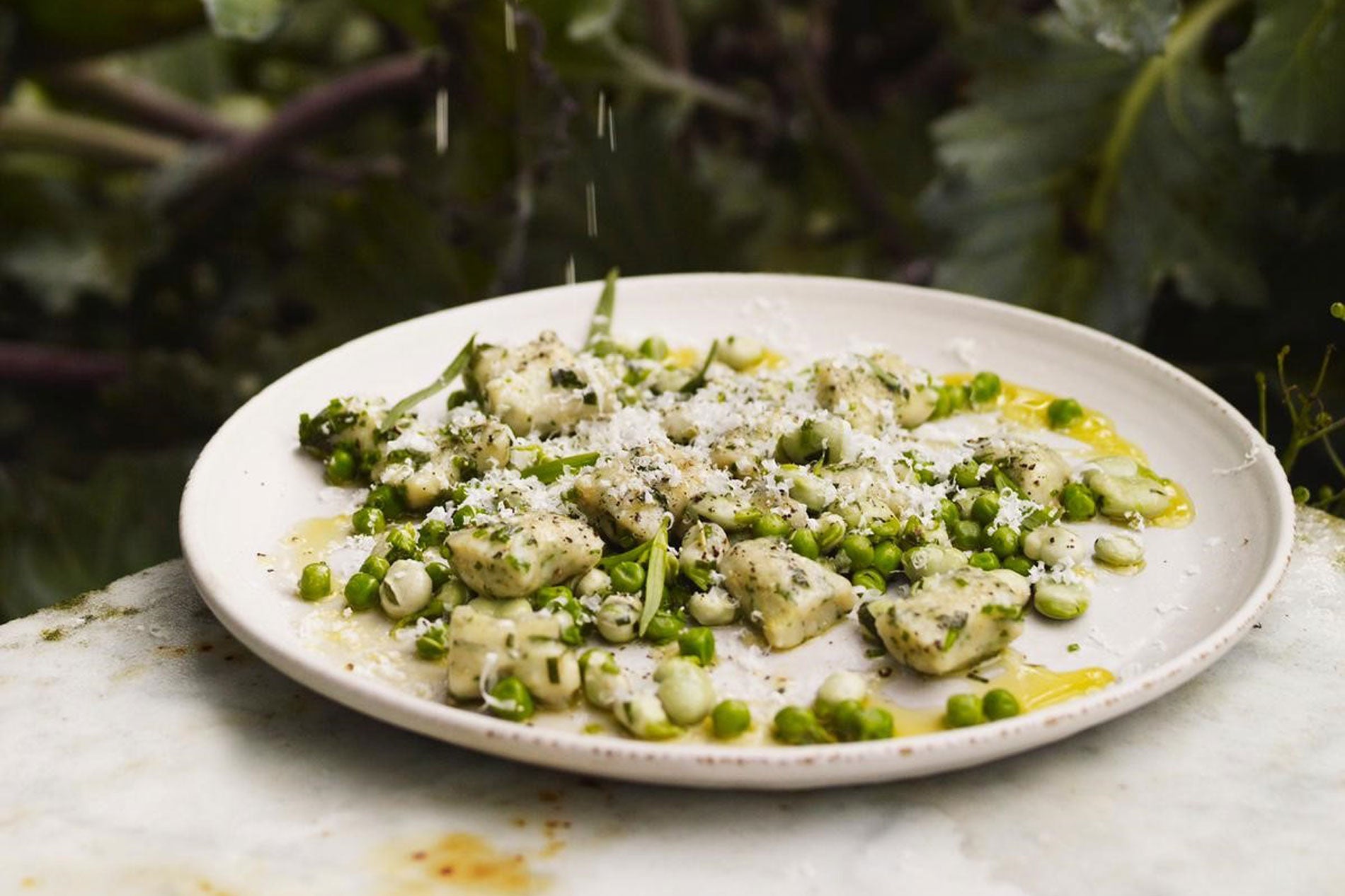 Gill Meller: Broad Beans and Peas with New Potato and Parsley Gnocchi, Chives and Tarragon
