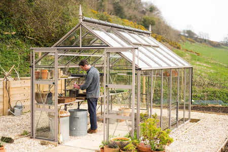 Gill Meller in his Rhino greenhouse