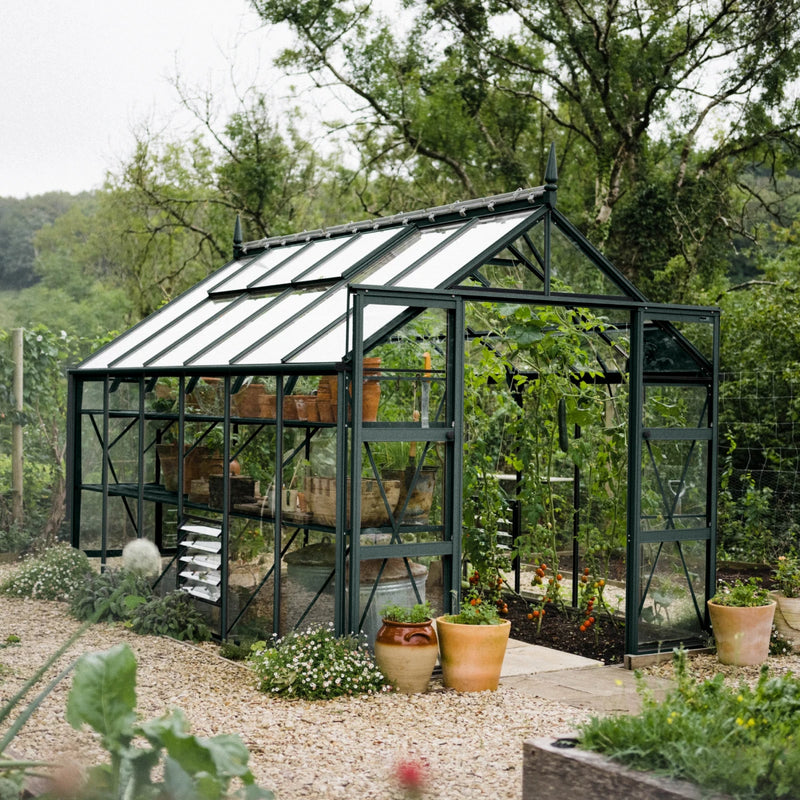 tobacco greenhouse for sale Victorian glass YSGH-053 Adjustable polycarbonate Windows help with proper air circulation Veikous 8 x 16ft. Wooden