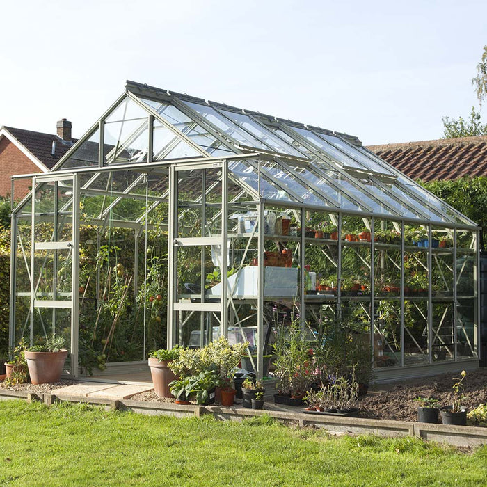 Silver sage 10x14 greenhouse filled with crops and plants